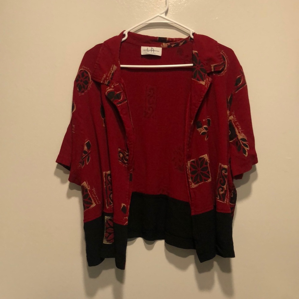Vintage Red Blouse w/ Graphics